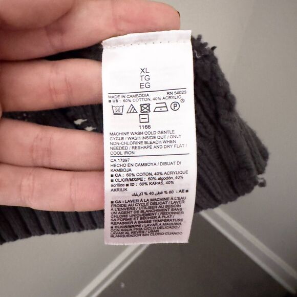 Old Navy Charcoal Black Pointelle-Knit Open-Front Cardigan Size XL - Picture 2 of 5